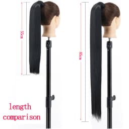 LISI GIRL Synthetic Hair 22''34'' Long Straight Ponytail Wrap Around Ponytail Clip in Hair Extensions Black Hairpiece Headwear