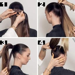 LISI GIRL Synthetic Hair 22''34'' Long Straight Ponytail Wrap Around Ponytail Clip in Hair Extensions Black Hairpiece Headwear
