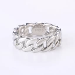 Huitan Metallic Chain Rings Men and Women Simple Design Hip Hop Party Cool Accessories Versatile Punk Style Jewelry Couple Rings