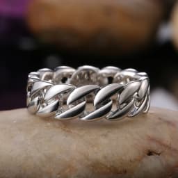 Huitan Metallic Chain Rings Men and Women Simple Design Hip Hop Party Cool Accessories Versatile Punk Style Jewelry Couple Rings