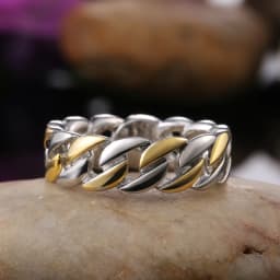 Huitan Metallic Chain Rings Men and Women Simple Design Hip Hop Party Cool Accessories Versatile Punk Style Jewelry Couple Rings