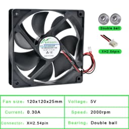 ACP12025 12cm 120mm Fan 120x120x25mm DC5V 12V 24V 2Pin Cooling Fan Suitable for Chassis Power Inverter