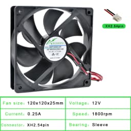 ACP12025 12cm 120mm Fan 120x120x25mm DC5V 12V 24V 2Pin Cooling Fan Suitable for Chassis Power Inverter