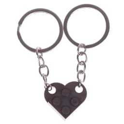 2Pcs Cute Love Heart Brick Keychain for Couples Friendship Women Men Girl Boy Lego Elements Key Ring Birthday Jewelry Gift