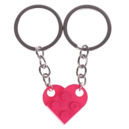 2Pcs Cute Love Heart Brick Keychain for Couples Friendship Women Men Girl Boy Lego Elements Key Ring Birthday Jewelry Gift
