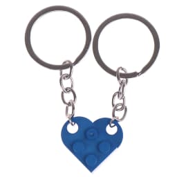 2Pcs Cute Love Heart Brick Keychain for Couples Friendship Women Men Girl Boy Lego Elements Key Ring Birthday Jewelry Gift