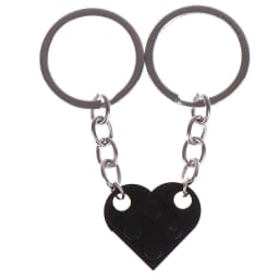 2Pcs Cute Love Heart Brick Keychain for Couples Friendship Women Men Girl Boy Lego Elements Key Ring Birthday Jewelry Gift