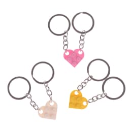 2Pcs Cute Love Heart Brick Keychain for Couples Friendship Women Men Girl Boy Lego Elements Key Ring Birthday Jewelry Gift