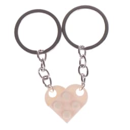2Pcs Cute Love Heart Brick Keychain for Couples Friendship Women Men Girl Boy Lego Elements Key Ring Birthday Jewelry Gift