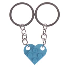 2Pcs Cute Love Heart Brick Keychain for Couples Friendship Women Men Girl Boy Lego Elements Key Ring Birthday Jewelry Gift