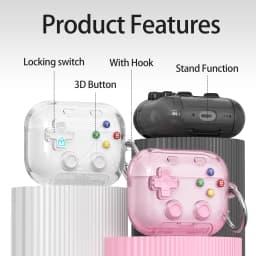 Hard Shell Game Console Design for AirPods Pro 3 2 1 4 5 Case Cover with Secure Lock Clip Protective Cover Headphone Accessories