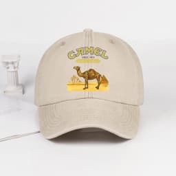 Vintage “Camel” Desert Scene Print Washed Baseball Cap - Adjustable Unisex Vintage Cap for Outdoor Hiking and Mountaineering