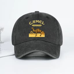 Vintage “Camel” Desert Scene Print Washed Baseball Cap - Adjustable Unisex Vintage Cap for Outdoor Hiking and Mountaineering