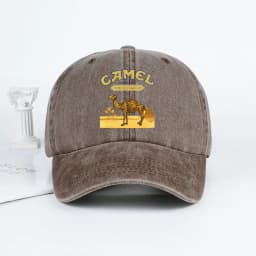 Vintage “Camel” Desert Scene Print Washed Baseball Cap - Adjustable Unisex Vintage Cap for Outdoor Hiking and Mountaineering