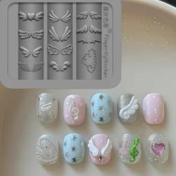 Cute Wings Nail Art Silicone Mold 3D Angel Wings Design Molds Reusable Clear Manicure Template DIY Charms Gel Wings Wedding