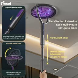 TINSOL Telescopic Rotating Head Electric Mosquito Swatter Rechargeable Electric Mosquito Swatter, Indoor/Outdoor Mosquito Killer