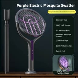 TINSOL Telescopic Rotating Head Electric Mosquito Swatter Rechargeable Electric Mosquito Swatter, Indoor/Outdoor Mosquito Killer