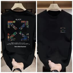 2026 new fashionable printed T-shirt with loose letters suitable for couples wearing round neck casual versatile half sleeves