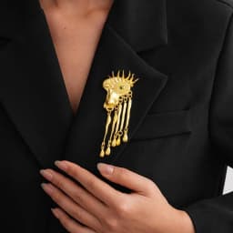 Pleated Devil's Eye Brooch Alloy Keyhole Shape Glaze Luxury Badge Pin Trendy Tassels Banquet Clothes Metal Pin