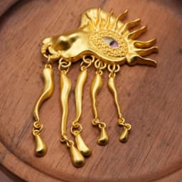 Pleated Devil's Eye Brooch Alloy Keyhole Shape Glaze Luxury Badge Pin Trendy Tassels Banquet Clothes Metal Pin