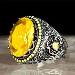 New Inlaid Emerald Men's Luxury Ring Personality Retro Domineering Personality Ring To Attend The Banquet Party Jewelry