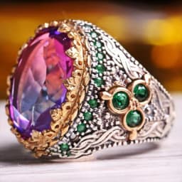 New Inlaid Emerald Men's Luxury Ring Personality Retro Domineering Personality Ring To Attend The Banquet Party Jewelry