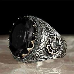 New Inlaid Emerald Men's Luxury Ring Personality Retro Domineering Personality Ring To Attend The Banquet Party Jewelry