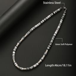 Collar Hombre Bohemia White Black Soft Polymer Beads Necklace Men Collier Homme Male Necklace for Men Women Collana Uomo