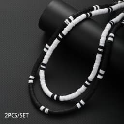 Collar Hombre Bohemia White Black Soft Polymer Beads Necklace Men Collier Homme Male Necklace for Men Women Collana Uomo