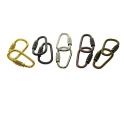 10 Assorted Colors Tiny Small Steel Pearl Screw Locking Carabiner Keychains Clasp Safety Hook Keychain Keyring EDC FOB Gear DIY
