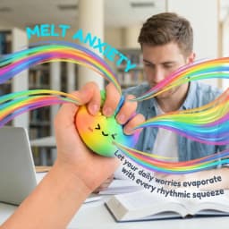 Rainbow Color Dumpling Squishy Toy with Bamboo Slow Rising Stress Relief Fidget Ball Soft Squeeze Toys for Adults & Kids