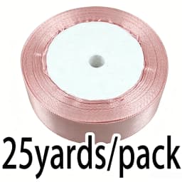 (25 Yards/Roll) Pink Meat Single Face Satin Ribbon Wholesale Gift Wrapping Christmas Ribbons
