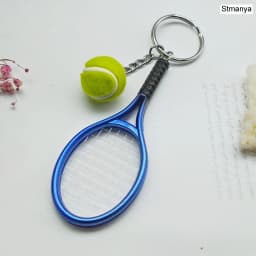 Cute Sport Mini Tennis Racket Pendant Keychain Keyring Key Chain Ring Finder Holer Accessories Gifts for Teenager Fan #1-17162