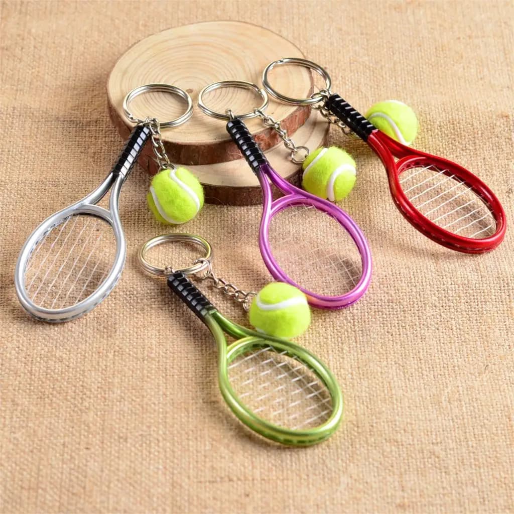 Cute Sport Mini Tennis Racket Pendant Keychain Keyring Key Chain Ring Finder Holer Accessories Gifts for Teenager Fan #1-17162