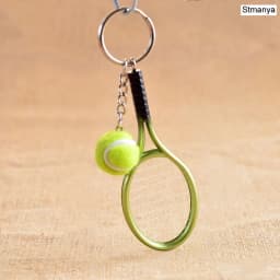 Cute Sport Mini Tennis Racket Pendant Keychain Keyring Key Chain Ring Finder Holer Accessories Gifts for Teenager Fan #1-17162