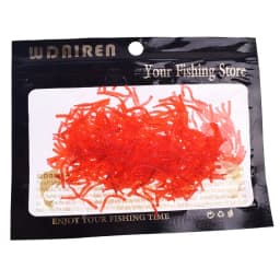 50 or 200 Pcs Lifelike Red Worm Soft Bait Fishy Shrimp Additive Earthworm Fishing Lure Artificial Silicone Baits Bass Carp