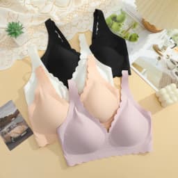 Women's Seamless Bra, Comfortable & Breathable, Removable Pads, Wireless, Adjustable Straps, Suitable For Sleep, Leisure, Yoga