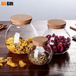 500/1000/1800 ML Micro Landscape Glass Bottle Vase Mouth Ball Moss DIY Bottles Home Decoration Wooden Lid Vases Tea caddy ZAKKA