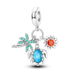 925 Sterling Silver Charms Summer Tortoise Whale Shark Seahorse Dolphin Starfish Pendant Bead Fit Bracelet Diy For Woman Jewelry