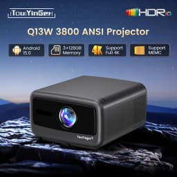 Touyinger Q13W 3800ANSI 4K Projector Android 15 3G+128G Sealed Optics 2.1CH Smart Home Theater WiFi Bluetooth Beamer