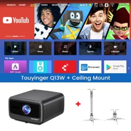 Touyinger Q13W 3800ANSI 4K Projector Android 15 3G+128G Sealed Optics 2.1CH Smart Home Theater WiFi Bluetooth Beamer