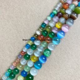 18 Styles White Cat Eye Glass Round Loose Beads 4 6 8 10 12mm 7.5" or 15" Pick Length and Size For Jewelry Making DIY