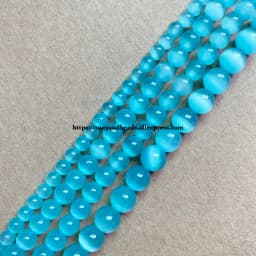 18 Styles White Cat Eye Glass Round Loose Beads 4 6 8 10 12mm 7.5" or 15" Pick Length and Size For Jewelry Making DIY