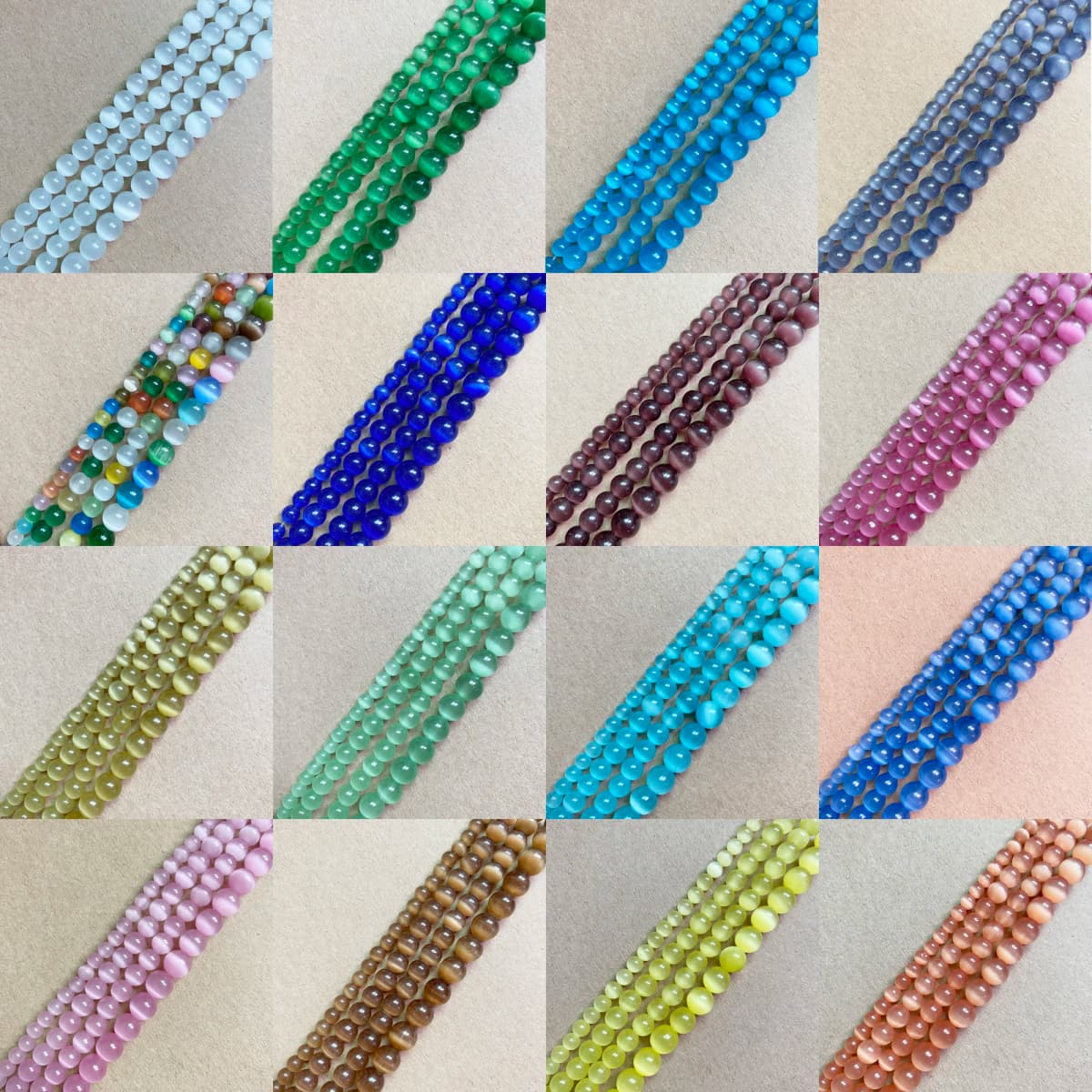18 Styles White Cat Eye Glass Round Loose Beads 4 6 8 10 12mm 7.5" or 15" Pick Length and Size For Jewelry Making DIY