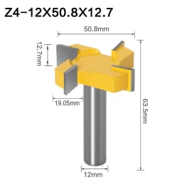 1pc 6mm 8mm 12mm Shank 4 Edge T Type Slotting Cutter Woodworking Tool Router Bits For Wood Industrial Grade Milling Cutter