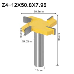 1pc 6mm 8mm 12mm Shank 4 Edge T Type Slotting Cutter Woodworking Tool Router Bits For Wood Industrial Grade Milling Cutter