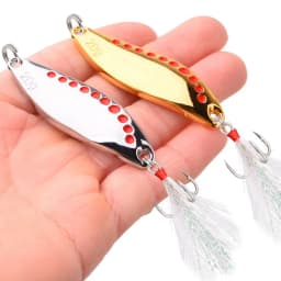 1Pcs Metal Spinner Spoon Fishing Lures 2.5g-30g Gold Silver Artificial Bait With Feather Treble Hook Trout Pike Bass Tackle