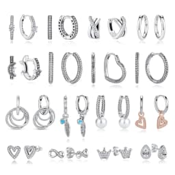 Original 925 Sterling Silver Earrings 2026 Stud Hoop Crystal Earings For Women Rose Gold Crown Heart Infinity Bee Earing Jewelry