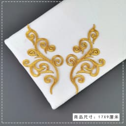 1 Pair Iron On Appliques Gold Embroidery Patches Flower For Cosplay Costume Trims 17*9CM