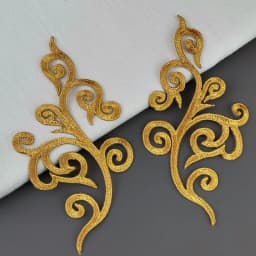 1 Pair Iron On Appliques Gold Embroidery Patches Flower For Cosplay Costume Trims 17*9CM
